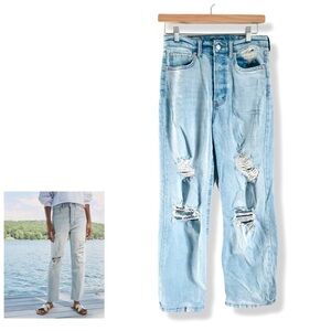 Thrashed Jeans Wild Fable Super-High Rise Distressed Straight Button Fly Size 2